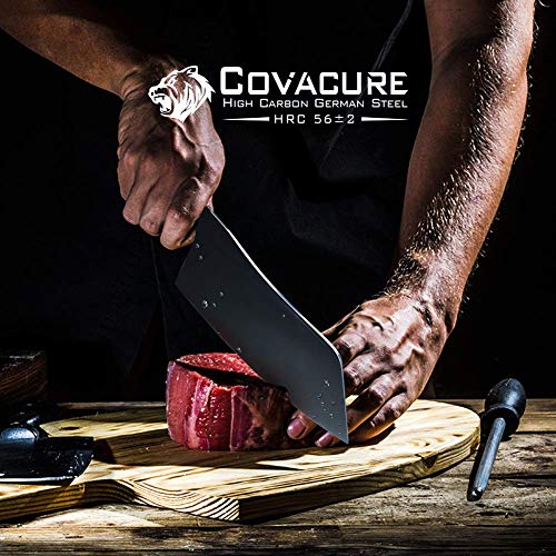COVACURE - Cuchillo de cocina (18 cm, acero inoxidable, mango de madera de pakkawood, para cocina y restaurante, con caja de regalo)