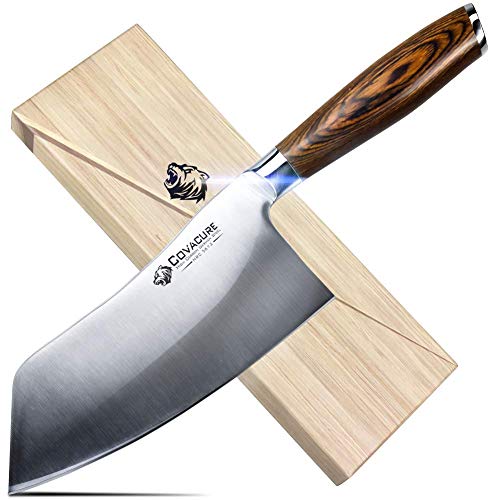 COVACURE - Cuchillo de cocina (18 cm, acero inoxidable, mango de madera de pakkawood, para cocina y restaurante, con caja de regalo)