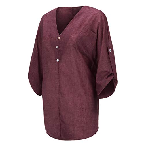 COZOCO Camiseta De Manga Larga con Cuello En V Y Camisa De Manga Larga De Color Sólido De Color Liso para Mujer