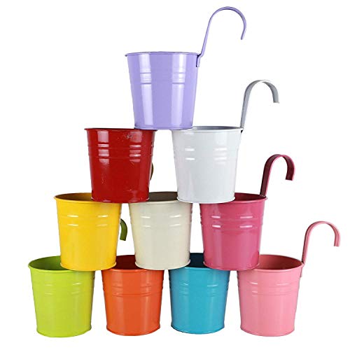 Cozywind 10pcs Macetas Colgantes de Colores, Metálicos Maceteros Exterior para Plantar Pequeñas Plantas, Decoración Jardin Balcón Terraza