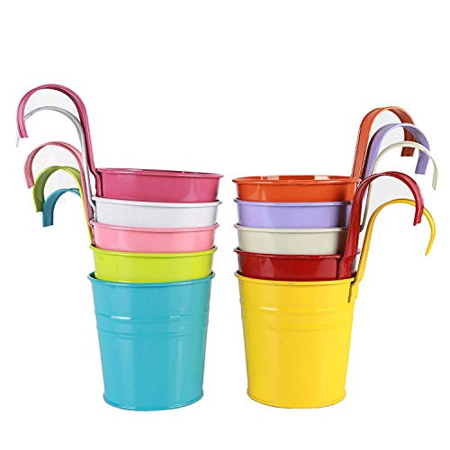 Cozywind 10pcs Macetas Colgantes de Colores, Metálicos Maceteros Exterior para Plantar Pequeñas Plantas, Decoración Jardin Balcón Terraza