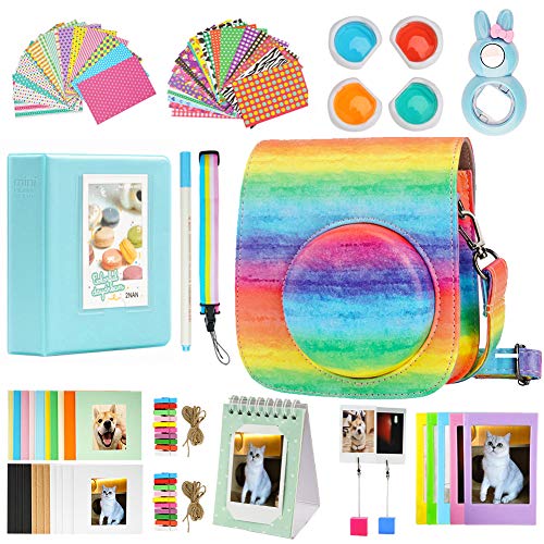 Cpano Mini 11 Paquetes de Accesorios de cámara para FujiFilm Instax Mini 11 con Estuche de cámara/álbum de Libro/Selfie len/Marcos para Colgar en la Pared/Pegatinas/lápiz(13 en 1 (Arco Iris)