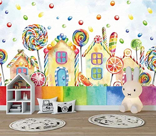 CQDSQN 3D pegatinas de pared Auto-adhesivo Piruleta de casa de dibujos animados Papel pintado Mural Comida y bebida Pizza Restaurante Tienda de café Mural Pelo Uñas Belleza Tema Moderno(W)300x(H)210cm