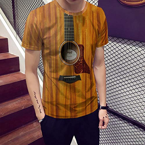 CQQO Cuello Redondo Nueva Estrellada 3D Digital Printing Hombres Pone En Cortocircuito La Camiseta Top (Color : A, Size : S)
