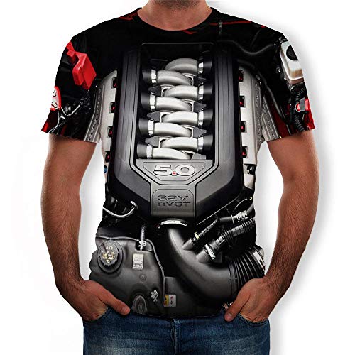 CQQO Verano Nuevos Europeos Y 3D De Los Hombres Americanos De La Moda Imprimieron La Camisa De Cuello Redondo Ocasional De La Camiseta De Los Hombres (Color : A, Size : S)