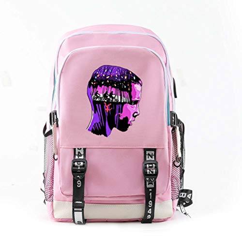 CQW Stranger Things Mochila de Estudiante Que rodea la Interfaz USB Que Imprime una cómoda Mochila de Viaje (24)