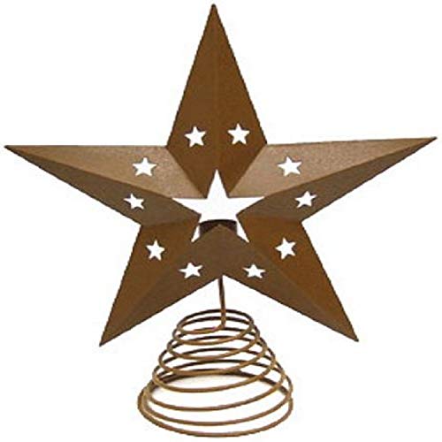 Craft Outlet Inc 11'' Mustard Tin Star Tree Topper W/Light Holder, Multicolor, 11"