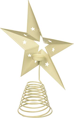 Craft Outlet Inc. 13'' Off White Tin Star Tree Topper W/Light Holder, hojalata, Multicolor, 33.01 X 33.01 X 33.01 Cm