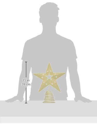 Craft Outlet Inc. 13'' Off White Tin Star Tree Topper W/Light Holder, hojalata, Multicolor, 33.01 X 33.01 X 33.01 Cm