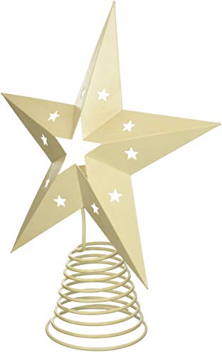 Craft Outlet Inc. 13'' Off White Tin Star Tree Topper W/Light Holder, hojalata, Multicolor, 33.01 X 33.01 X 33.01 Cm