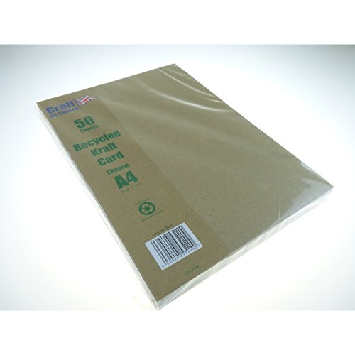 Craft UK 50 Hojas Tarjeta de Papel Kraft, Color marrón, tamaño A4, 280 g/m²
