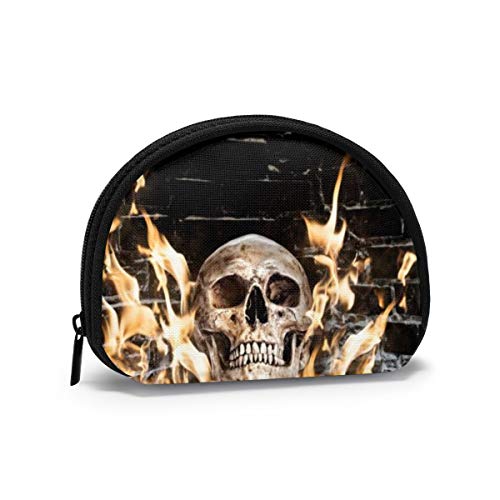 Cráneo Humano En La Estufa Monedero Monedero De Cambio De Moda Mini Bolsa De Almacenamiento De Concha Cartera Bolsa Linda Bolsa De Regalo para Niños Niñas Mujeres