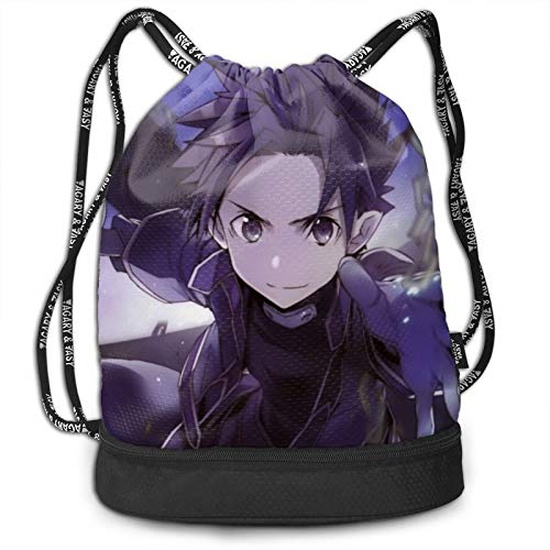 CrazyCoolArt Sword Art Online Kirigaya Kazuto mochila con cordón paquete de mochilas portátil de ocio de almacenamiento de viaje bolsas de hombro de 35 x 45 cm