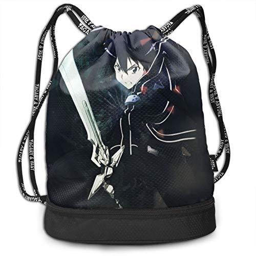 CrazyCoolArt Sword Art Online Kirigaya Kazuto mochila con cordón paquete de mochilas portátil de ocio de almacenamiento de viaje bolsas de hombro de 35 x 45 cm