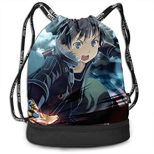 CrazyCoolArt Sword Art Online Kirigaya Kazuto mochila con cordón paquete de mochilas portátil de ocio de almacenamiento de viaje bolsas de hombro de 35 x 45 cm