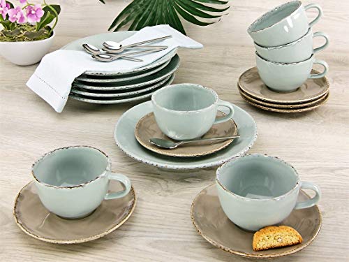Creatable 14396 Organic Oslo Servicio de café 18 Piezas Porcelana 34 x 30 x 26,5 cm, Multicolor
