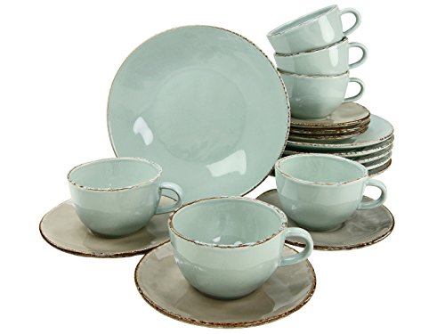 Creatable 14396 Organic Oslo Servicio de café 18 Piezas Porcelana 34 x 30 x 26,5 cm, Multicolor