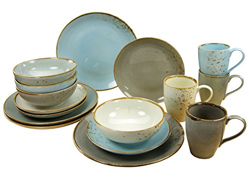Creatable 19984 Serie Nature Collection Escandinavia, Juego de vajilla – Vajilla (16 Piezas, Piedra, Multicolor, 34 x 31.5 x 33 cm, 16 Unidades