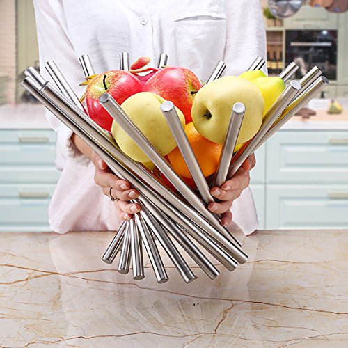 Creative Fruit - Frutero plegable de acero inoxidable para almacenamiento de mesa de cocina
