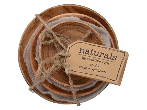 Creative Tops Naturals - Juego de 3 cuencos decorativos de madera para servir