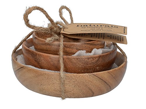 Creative Tops Naturals - Juego de 3 cuencos decorativos de madera para servir