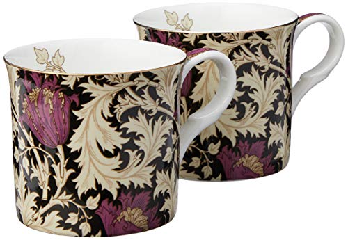 Creative Tops Set of 2 V&A William Morris Anemone Black Fine Bone China Boxed Mugs
