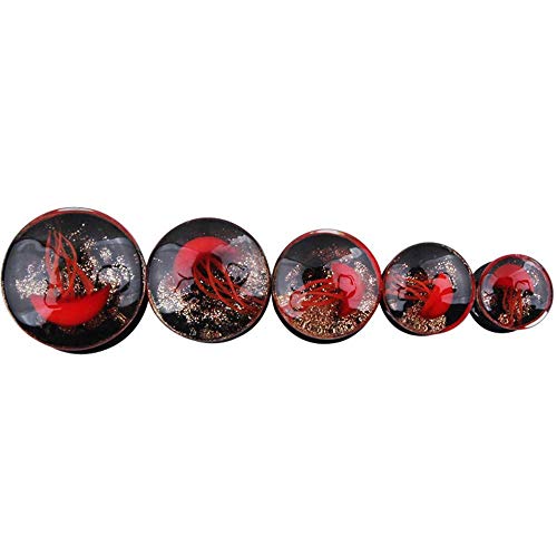 Cremación Memorial Jinzsnk Silicone Flesh Tunnels Stretchers Ear Horn Single Jellyfish Red Jade Plug 8mm -16mm Como un par for la venta (Tamaño: 6 mm), Tamaño: 5 mm Cremation Jewelry Collar con Colgan