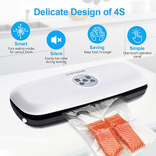 Crenova V60 Plus - Envasadora al vacío 3 en 1 con kit de iniciación de Cutter, tubo de vacío, rollo de vacío y 10 bolsas de sellado al vacío para cocinar Sous Vide