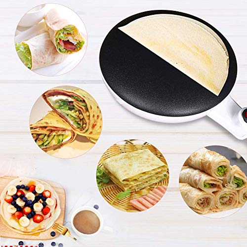 Crepera Eléctrica Máquina Para Crepes, Antiadherente Pizza Sartén Molde Para Hornear Grado De Comida Cocina Herramienta De Cocina Para Blintzes, Huevos, Tocino (Blanco)
