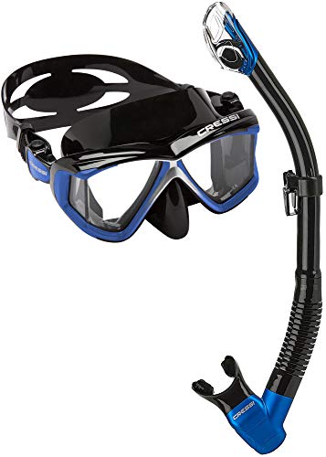 Cressi Liberty Quattro & Epsilon Dry Conjunto Combo de Snorkel, Unisex-Adult, Negro/Zafiro/Plata, Talla única