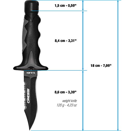 Cressi Predator Cuchillo, Unisex Adulto, Negro, 18 cm