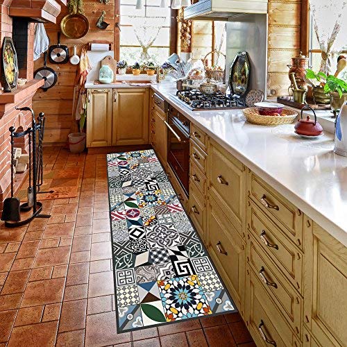 Crido Tapete de Cocina impresión Digital, 100% Recortadora con Goma Antideslizante, Lavable a máquina. Disponible en Varios tamaños y Colores (52x180, diseño alveolar)