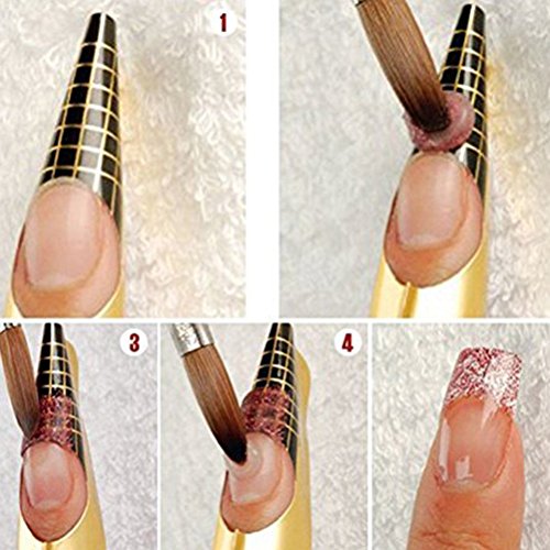 Crisnails® Moldes Guías Pegatinas Formas Para Manicura Uñas Tips Extenciones 500pcs (Normal Dorado)