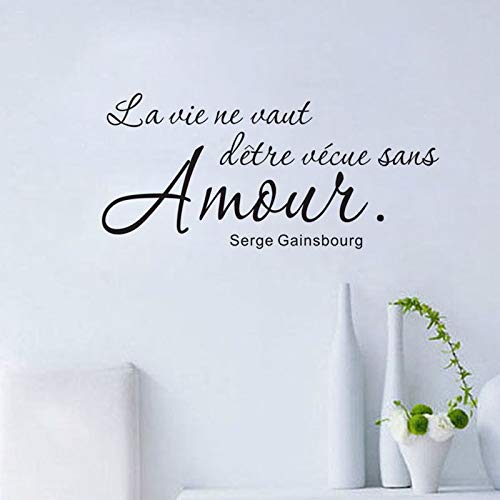 Crjzty Vinilo Infantil Pared 85X44Cm Proverbio Francés Romántico Etiqueta De La Pared Tatuajes De Pared Arte Vinilo Extraíble Texto En Inglés Cita Decoración para El Hogar Sala De Estar