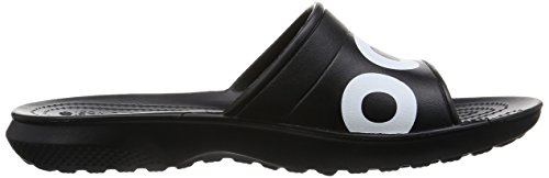 Crocs Classic Graphic Slides, Unisex Adulto Sandalia, Negro (Black/White), 36-37 EU