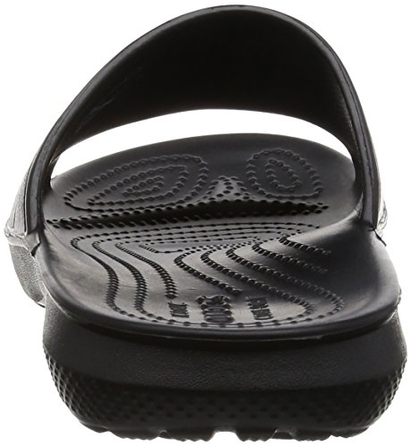 Crocs Classic Graphic Slides, Unisex Adulto Sandalia, Negro (Black/White), 36-37 EU