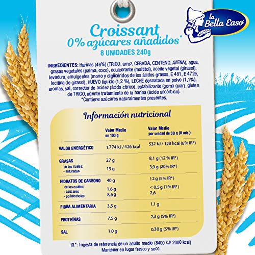 Croissant La Bella Easo Gama 0% azúcares, 8 uds, 240 gr