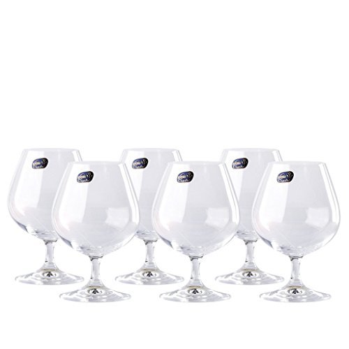 Crystal Brandy and Coñac - Juego de 6 vasos de cristal bohemio elegantes y duraderos, 400 ml