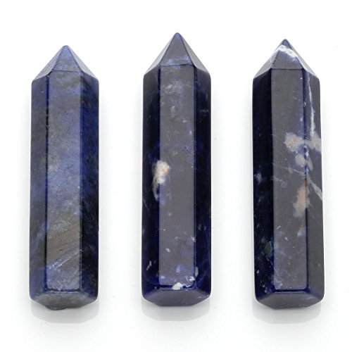 CrystalTears - Juego de 5 Cristales de curación de 45 a 46 mm, Varita Pulida de un Solo Punto, decoración de Piedras pulidas, Amatista, Cuarzo Transparente, Cuarzo Rosa, sodalita, aventurina Verde