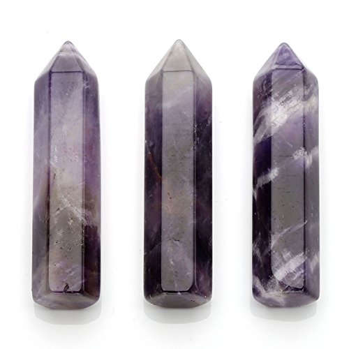 CrystalTears - Juego de 5 Cristales de curación de 45 a 46 mm, Varita Pulida de un Solo Punto, decoración de Piedras pulidas, Amatista, Cuarzo Transparente, Cuarzo Rosa, sodalita, aventurina Verde