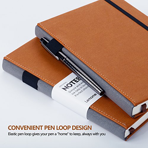 Cuaderno Rayas/Lined Notebook A5 con Bolígrafo Bucle - Lemome Diario Tapa Dura con Bolsillo Para Escribir en Página + Divisores Para Regalos, en Banda, Grande, 180 Páginas, 8,4 x 5,7 inches