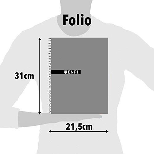 Cuadernos Folio(A4) Enri. Pack de 10 unidades. Tapa blanda. Cuadrícula 4x4. Colores aleatorios.