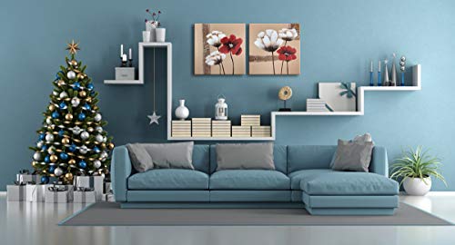 Cuadros de flores roja y blancas, moderno, Giclée, enmarcado, lienzos, impresión, ilustraciones, 2 paneles, pinturas al óleo abstractas, florales, impresión de fotos sobre lienzo, arte de pared para decorar el dormitorio, de Wieco Art