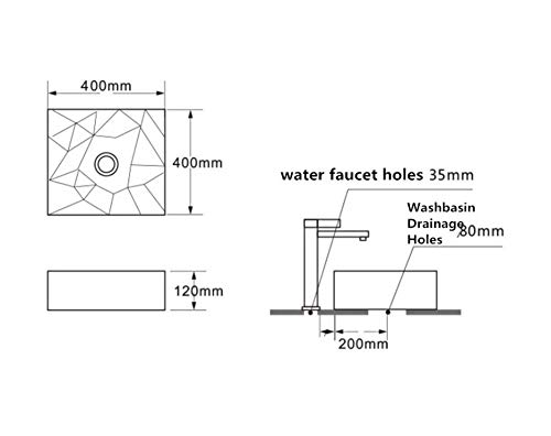 Cuarto de baño de cerámica Lavabo 15,7 x 15,7 x 4,7 pulg encimera del fregadero del recipiente Montada Lavabo moderno minimalista Plaza del fregadero del recipiente con agua del grifo y del Pop Up Cli