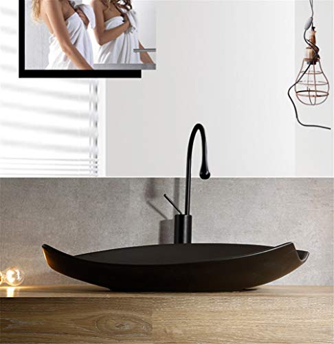Cuarto de baño de cerámica Lavabo 28.7x14.6x5.1inch encimera del fregadero del recipiente montado en la cuenca Artistic Hotel Lavabo recipiente con agua del grifo y del Pop Up Click Clack Residuos Plu