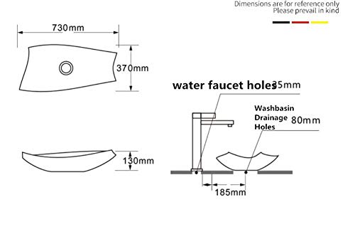 Cuarto de baño de cerámica Lavabo 28.7x14.6x5.1inch encimera del fregadero del recipiente montado en la cuenca Artistic Hotel Lavabo recipiente con agua del grifo y del Pop Up Click Clack Residuos Plu