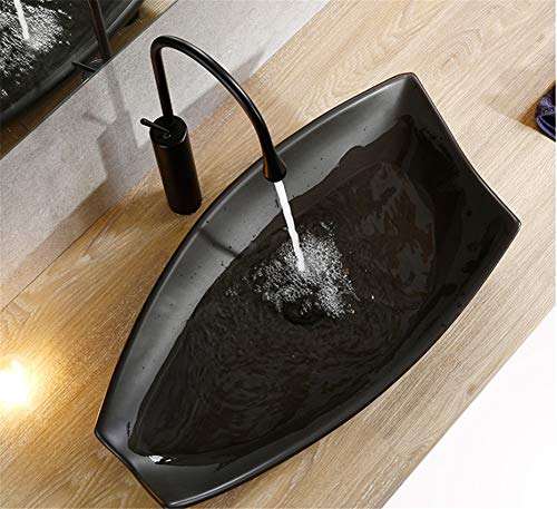 Cuarto de baño de cerámica Lavabo 28.7x14.6x5.1inch encimera del fregadero del recipiente montado en la cuenca Artistic Hotel Lavabo recipiente con agua del grifo y del Pop Up Click Clack Residuos Plu
