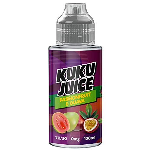 Cuatro Frutas Paquete - 4 x 100ml Maracuyá y Guayaba, Helado Mango, Piña y Lima, Grosella Negra y Limón E líquido 70VG/30PG Vape 0mg sin nicotina (Kuku Juice E-Liquid)