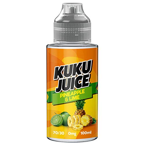 Cuatro Frutas Paquete - 4 x 100ml Maracuyá y Guayaba, Helado Mango, Piña y Lima, Grosella Negra y Limón E líquido 70VG/30PG Vape 0mg sin nicotina (Kuku Juice E-Liquid)