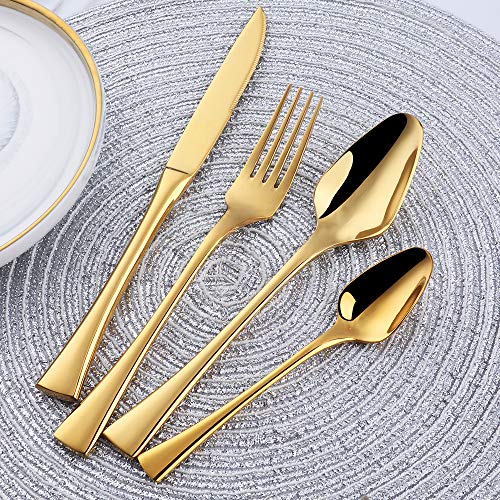 Cubertería Juego de cubiertos Acero inoxidable Buyer Star 4 piezas Inox Vajilla de Alto grado dorada Cuchillo y tenedor Crockery